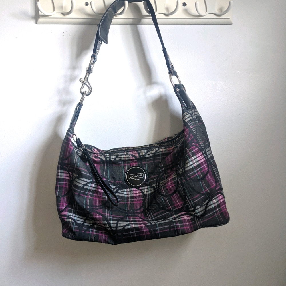 Coach Purse Plaid Signature